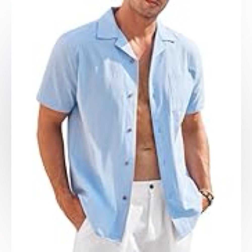 NWT Coofandy light blue button down mens shirt